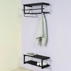 Spinder Design Garderobenleiste »MARCO« Wandgarderobe aus Stahl mit 5 Haken, Hutablage und Kleiderstange