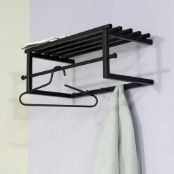Spinder Design Garderobenleiste »MARCO« Wandgarderobe aus Stahl mit 5 Haken, Hutablage und Kleiderstange
