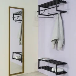 Spinder Design Garderobenleiste »MARCO« Wandgarderobe aus Stahl mit 5 Haken, Hutablage und Kleiderstange