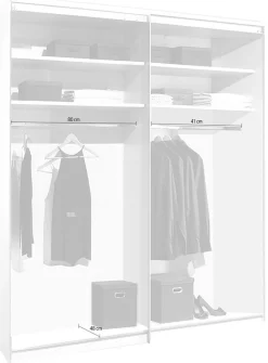 STAUD Schwebetürenschrank »Sinfonie Plus, edles Design in hochwertiger Qualität, Made in Germany« Mittelband in Mattglas und vier verschiedenen Ausstattungsvarianten