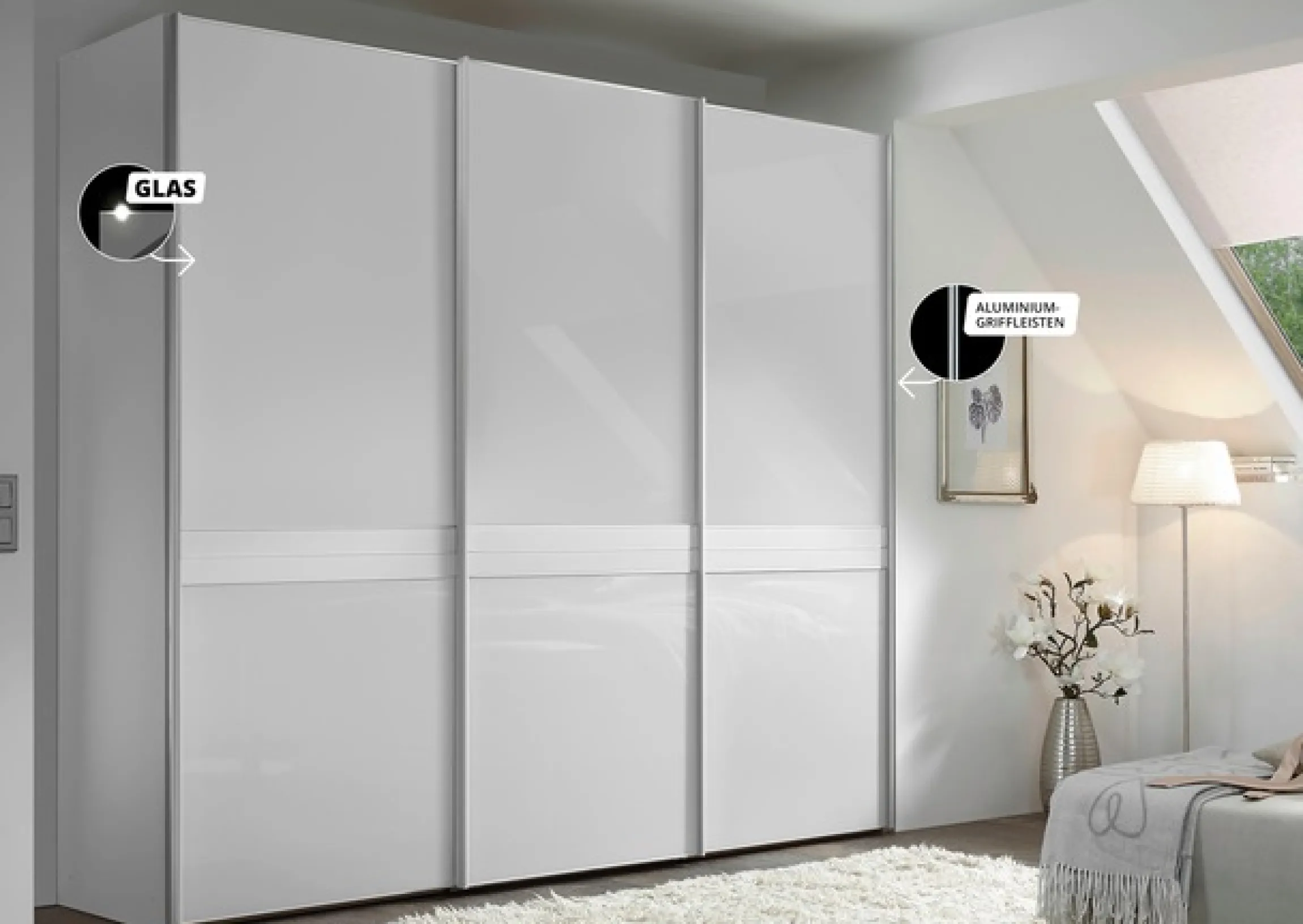STAUD Schwebetürenschrank »Sinfonie Plus, edles Design in hochwertiger Qualität, Made in Germany« Mittelband in Mattglas und vier verschiedenen Ausstattungsvarianten