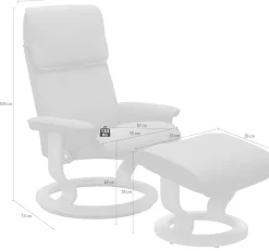 Stressless® Relaxsessel »Admiral« Set, Relaxsessel inkl. Hocker,mit Classic Base, Größe M & L, Gestell Eiche