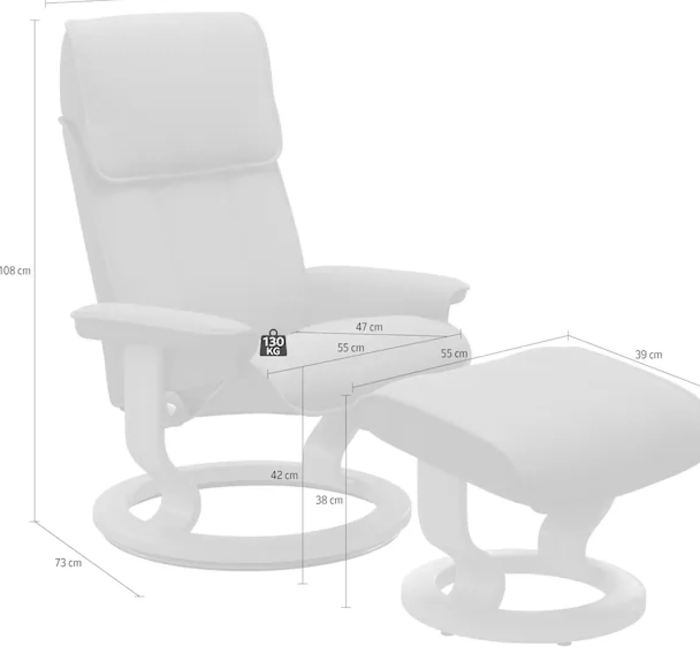 Stressless® Relaxsessel »Admiral« Set, Relaxsessel inkl. Hocker,mit Classic Base, Größe M & L, Gestell Eiche