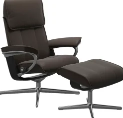 Stressless® Relaxsessel »Admiral« Set, Relaxsessel inkl. Hocker,mit Cross Base, Größe M & L, Holzakzent Schwarz