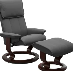 Stressless® Relaxsessel »Admiral« Set, Relaxsessel inkl. Hocker,mit Classic Base, Größe M & L, Gestell Braun