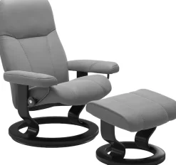 Stressless® Relaxsessel »Consul« Set, Relaxsessel mit Hocker,mit Hocker, mit Classic Base, Größe S, Gestell Schwarz