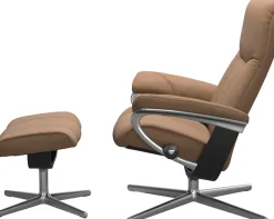 Stressless® Relaxsessel »Consul« Set, Relaxsessel mit Hocker,mit Hocker, mit Cross Base, Größe S, M & L, Holzakzent Schwarz