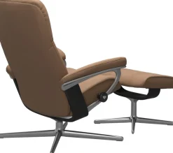Stressless® Relaxsessel »Consul« Set, Relaxsessel mit Hocker,mit Hocker, mit Cross Base, Größe S, M & L, Holzakzent Schwarz