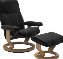 Stressless® Relaxsessel »Consul« Set, Relaxsessel mit Hocker,mit Hocker, mit Classic Base, Größe M, Gestell Eiche