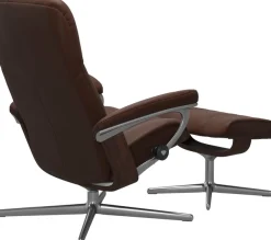 Stressless® Relaxsessel »Consul« Set, Relaxsessel mit Hocker,mit Hocker, mit Cross Base, Größe S, M & L, Holzakzent Braun