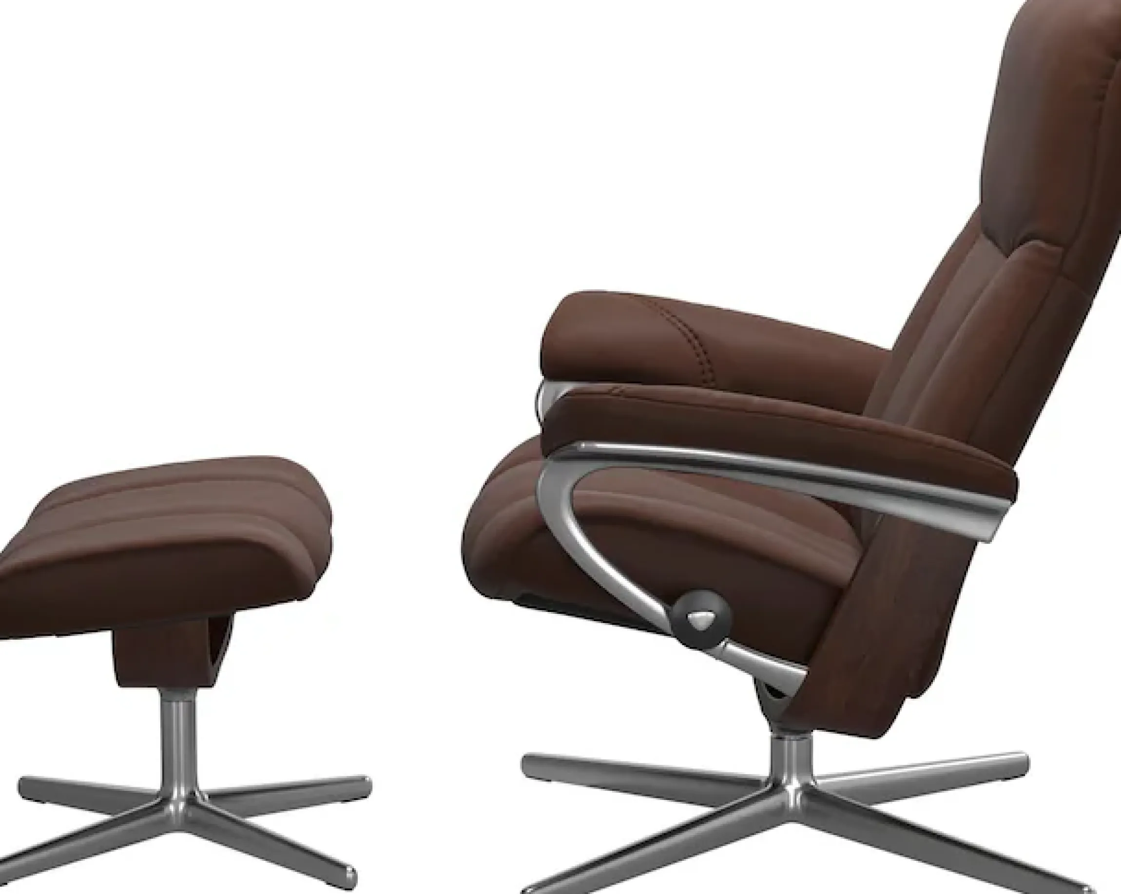 Stressless® Relaxsessel »Consul« Set, Relaxsessel mit Hocker,mit Hocker, mit Cross Base, Größe S, M & L, Holzakzent Braun