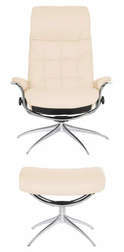Stressless® Relaxsessel »London« Set, Relaxsessel mit Hocker,mit Hocker, High Back, mit Star Base, Gestell Chrom