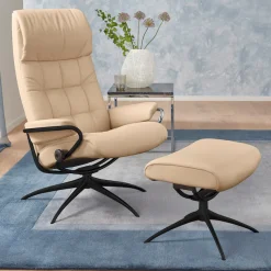 Stressless® Relaxsessel »London« Set, Relaxsessel mit Hocker,mit Hocker, High Back, mit Star Base, Gestell Schwarz
