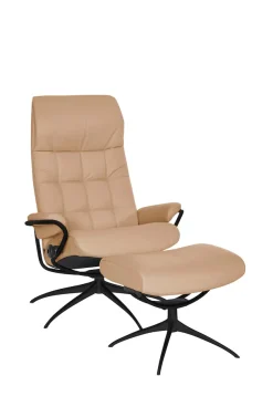 Stressless® Relaxsessel »London« Set, Relaxsessel mit Hocker,mit Hocker, High Back, mit Star Base, Gestell Schwarz