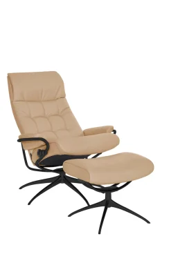 Stressless® Relaxsessel »London« Set, Relaxsessel mit Hocker,mit Hocker, High Back, mit Star Base, Gestell Schwarz