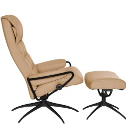Stressless® Relaxsessel »London« Set, Relaxsessel mit Hocker,mit Hocker, High Back, mit Star Base, Gestell Schwarz