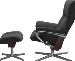 Stressless® Relaxsessel »Mayfair« Set, Relaxsessel mit Hocker,mit Hocker, mit Cross Base, Größe S, M & L, Holzakzent Braun