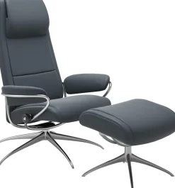 Stressless® Relaxsessel »Paris« Set, Relaxsessel mit Hocker,mit Hocker, High Back, mit Star Base, Gestell Chrom