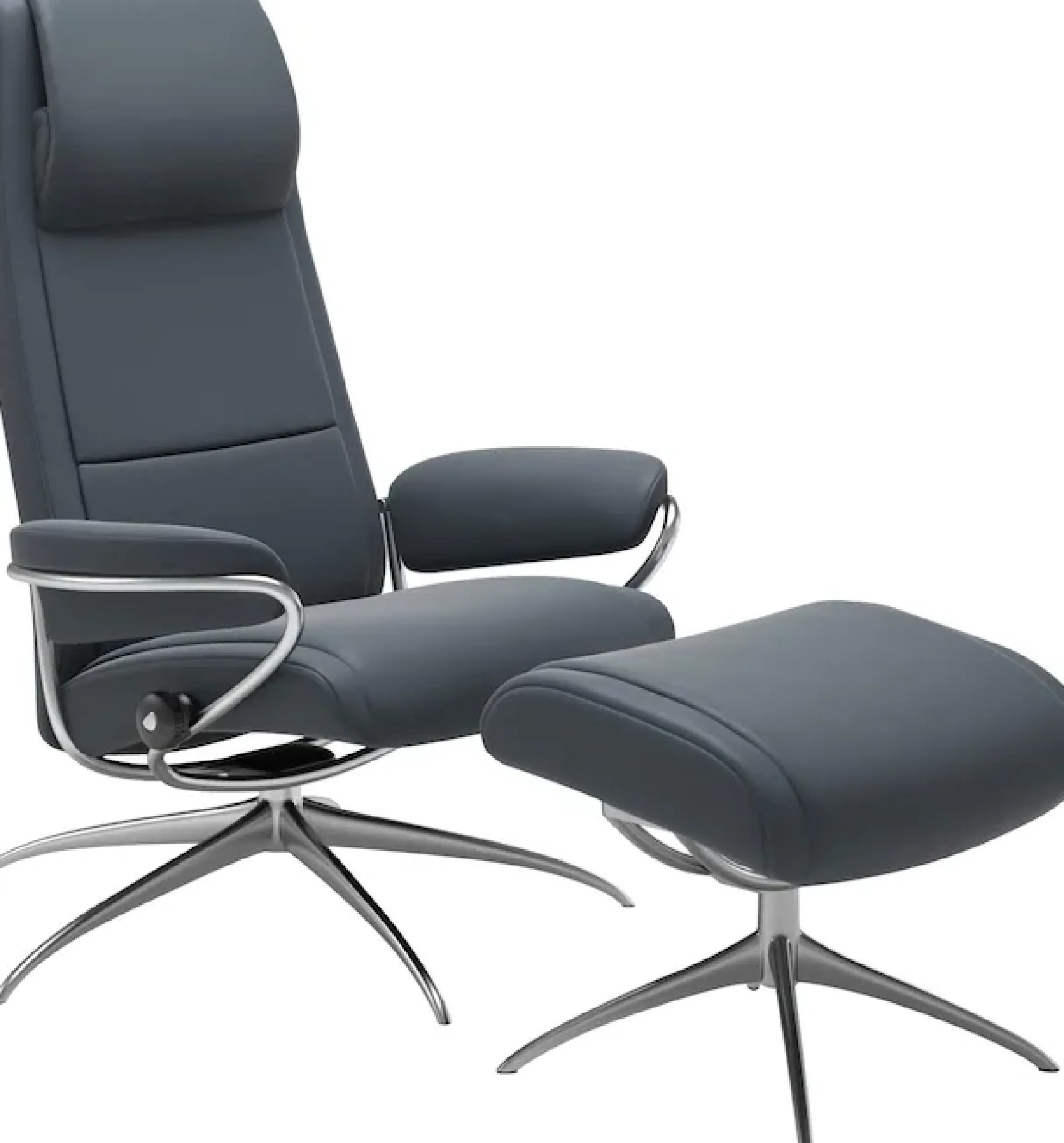 Stressless® Relaxsessel »Paris« Set, Relaxsessel mit Hocker,mit Hocker, High Back, mit Star Base, Gestell Chrom