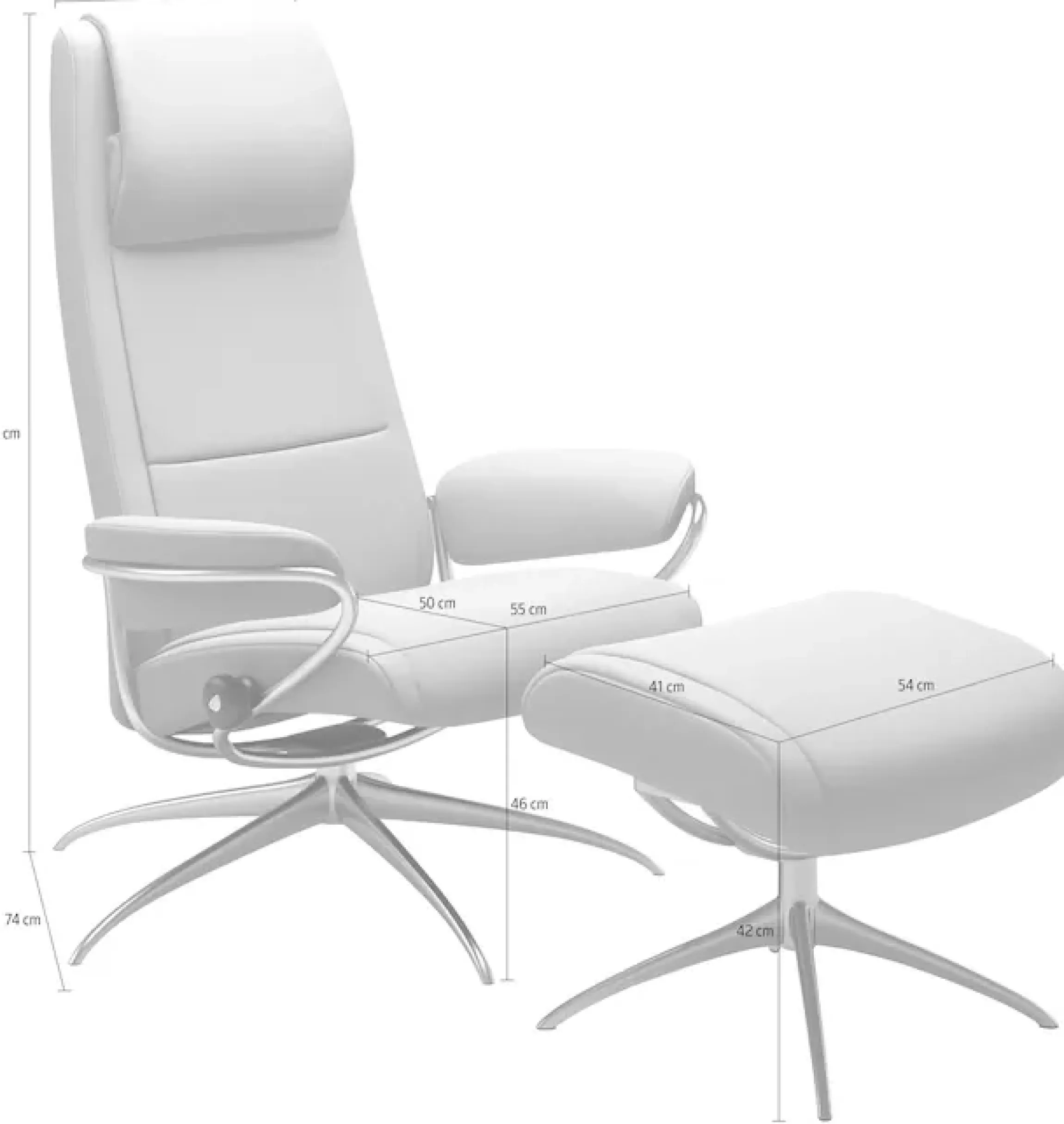 Stressless® Relaxsessel »Paris« Set, Relaxsessel mit Hocker,mit Hocker, High Back, mit Star Base, Gestell Chrom