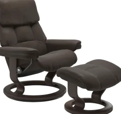 Stressless® Relaxsessel »Ruby« Set, Relaxsessel mit Hocker,mit Classic Base, Größe S, Gestell Eiche, Wenge, Braun & Schwarz