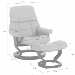 Stressless® Relaxsessel »Ruby« Set, Relaxsessel mit Hocker,mit Classic Base, Größe S, Gestell Eiche, Wenge, Braun & Schwarz