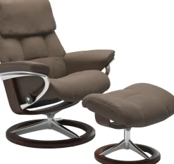 Stressless® Relaxsessel »Ruby« Set, Relaxsessel mit Hocker,mit Signature Base, Größe L, Gestell Eiche, Wenge, Braun & Schwarz