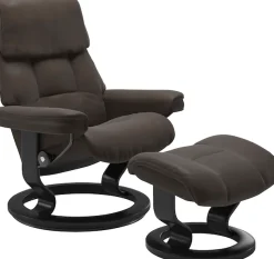 Stressless® Relaxsessel »Ruby« Set, Relaxsessel mit Hocker,mit Classic Base, Größe M, Gestell Eiche, Wenge, Braun & Schwarz