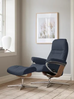 Stressless® Relaxsessel »Sunrise« Set, Relaxsessel mit Hocker,mit Hocker, mit Cross Base, Größe S, M & L, Holzakzent Eiche
