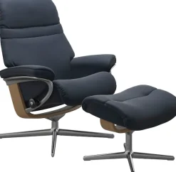 Stressless® Relaxsessel »Sunrise« Set, Relaxsessel mit Hocker,mit Hocker, mit Cross Base, Größe S, M & L, Holzakzent Eiche