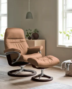 Stressless® Relaxsessel »Sunrise« Set, Relaxsessel mit Hocker,mit Signature Base, Größe L, Gestell Braun