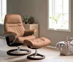 Stressless® Relaxsessel »Sunrise« Set, Relaxsessel mit Hocker,mit Signature Base, Größe L, Gestell Braun