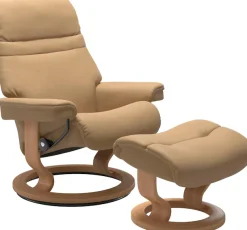 Stressless® Relaxsessel »Sunrise« Set, Relaxsessel mit Hocker,mit Classic Base, Größe S, Gestell Eiche