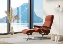 Stressless® Relaxsessel »View« Set, Relaxsessel mit Hocker,mit Hocker, mit Cross Base, Größe S, M & L, Holzakzent Wenge