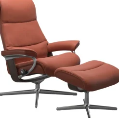 Stressless® Relaxsessel »View« Set, Relaxsessel mit Hocker,mit Hocker, mit Cross Base, Größe S, M & L, Holzakzent Wenge