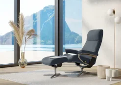 Stressless® Relaxsessel »View« Set, Relaxsessel mit Hocker,mit Hocker, mit Cross Base, Größe S, M & L, Holzakzent Schwarz