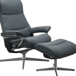 Stressless® Relaxsessel »View« Set, Relaxsessel mit Hocker,mit Hocker, mit Cross Base, Größe S, M & L, Holzakzent Schwarz