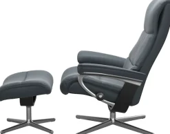 Stressless® Relaxsessel »View« Set, Relaxsessel mit Hocker,mit Hocker, mit Cross Base, Größe S, M & L, Holzakzent Schwarz