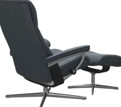 Stressless® Relaxsessel »View« Set, Relaxsessel mit Hocker,mit Hocker, mit Cross Base, Größe S, M & L, Holzakzent Schwarz