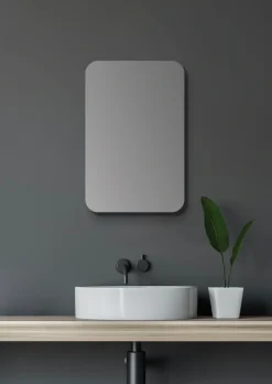 Talos Badezimmerspiegelschrank oval, BxH: 40x60 cm, aus Alumunium und Echtglas, IP24, schwarz