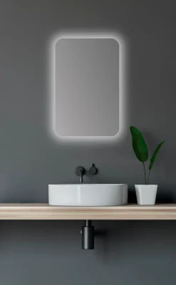 Talos Badezimmerspiegelschrank oval, BxH: 40x60 cm, aus Alumunium und Echtglas, IP24