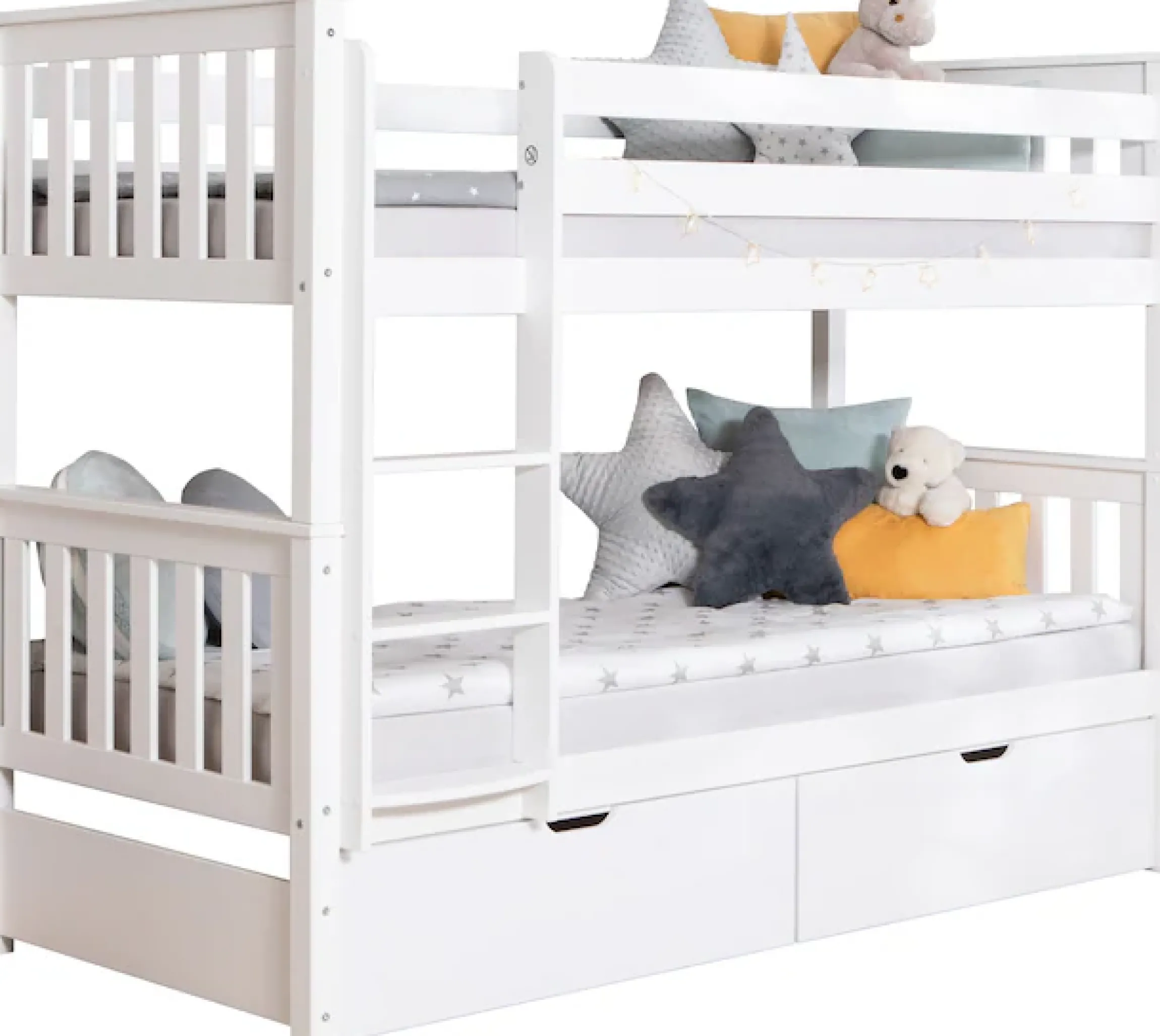 Ticaa Etagenbett »Sammy« mit Rollrost und Schubkästen »Melanie«, Kiefer