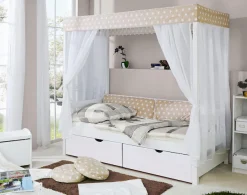 Ticaa Himmelbett »Lino« Himmelbett, inkl. Schubkasten und Rollrost