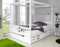 Ticaa Himmelbett »Lino« Himmelbett, inkl. Schubkasten und Rollrost