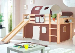 Ticaa Hochbett »Manuel« Rollrost und Textil-Set wahlweise mit Matratze, Kiefer massiv natur