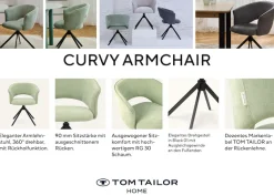 TOM TAILOR HOME Armlehnstuhl »CURVY ARMCHAIR« (Set) 2 Stk.mit Armlehnen, drehbar, Rückholfunktion, Rückenausschnitt