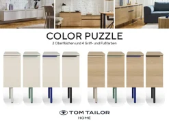 TOM TAILOR HOME Lowboard »COLOR PUZZLE 3 – 1 Klappe 1 Schublade mit farbigem Griff und Füßen« Kommode, Breite 110 cm,mit Klappe und Schublade, viel Stauraum