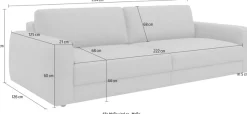 TRENDMANUFAKTUR Big-Sofa »Bourbon Mega, bequem, viel Platz, Breite 264cm,« extra tiefe Sitzfläche, wahlweise mit Sitztiefenverstellung bestellbar