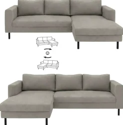 TRENDMANUFAKTUR Ecksofa »Amazing II, wahlw. mit Schlaffunktion & Bettkasten, Fuß schwarz« Recamiere beidseitig montierbar, L-Form,in Cord o. Struktur, B: 232 cm