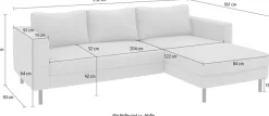 TRENDMANUFAKTUR Ecksofa »Amazing II, wahlw. mit Schlaffunktion & Bettkasten, Fuß schwarz« Recamiere beidseitig montierbar, L-Form,in Cord o. Struktur, B: 232 cm